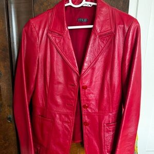 Vintage Red Leather Women's Jacket